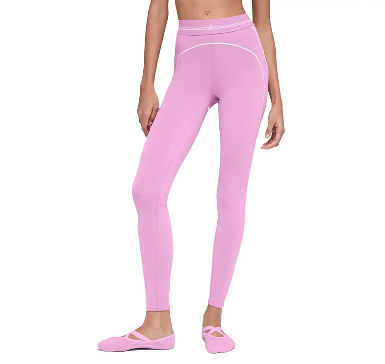 alo Women's Airbrush High-Waist 7/8 Heart Throb Legging Candy Heart Pink/White