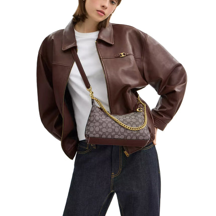 Coach Women's Juliet Shoulder Bag 25 In Signature Jacquard Brass/Oak Maple