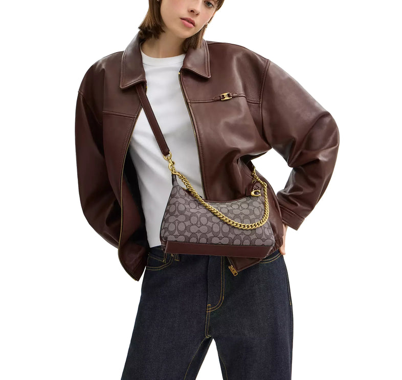 Coach Women's Juliet Shoulder Bag 25 In Signature Jacquard Brass/Oak Maple