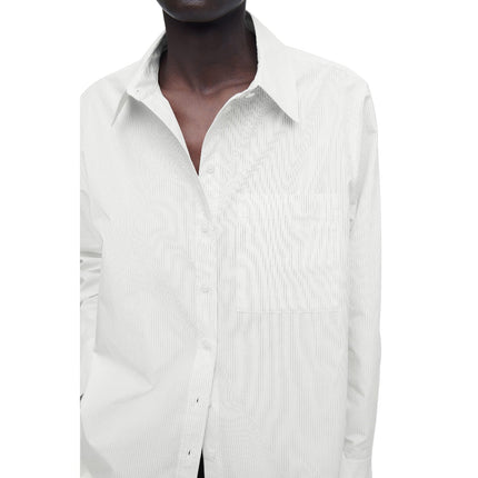 COS Women's Tailored Pima Cotton Shirt Ivory/Pinstriped