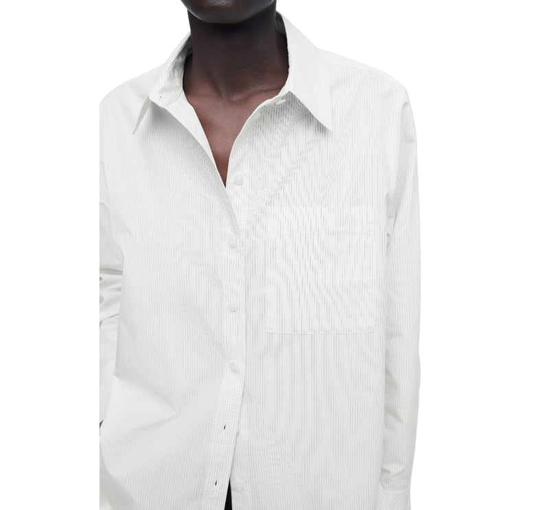 COS Women's Tailored Pima Cotton Shirt Ivory/Pinstriped