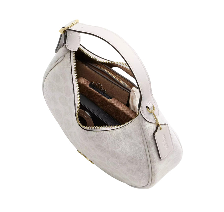 Coach Women's Emily Shoulder Bag In Signature Canvas Gold/White/Chalk