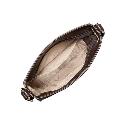 Michael Kors Women's Jet Set Small Signature Logo Stripe Crossbody Bag Brown