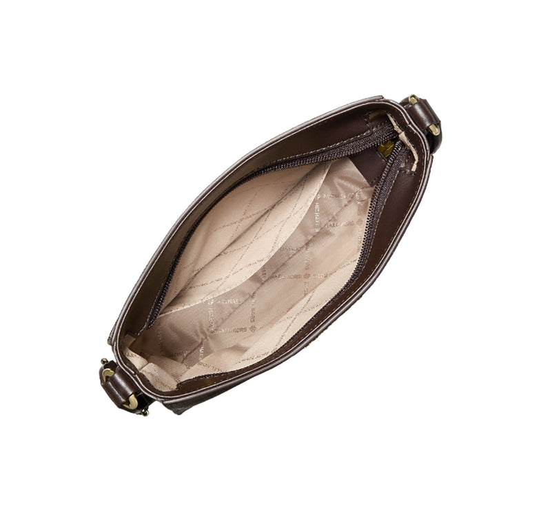 Michael Kors Women's Jet Set Small Signature Logo Stripe Crossbody Bag Brown