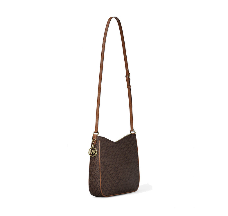 Michael Kors Women's Nayla Medium Signature Logo Messenger Bag Brown