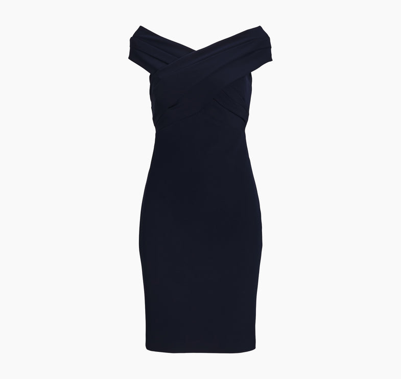 Polo Ralph Lauren Women's Crepe Off-the-Shoulder Cocktail Dress Lighthouse Navy