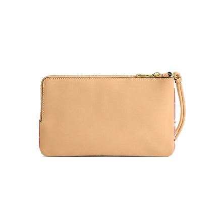 Coach Women's Double Zip Wristlet With Floral Print Gold/Pink Multi