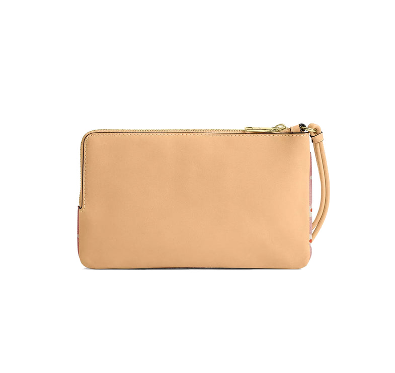 Coach Women's Double Zip Wristlet With Floral Print Gold/Pink Multi