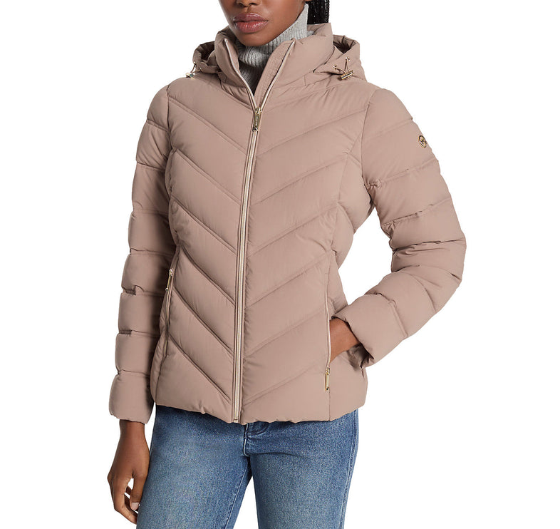 Michael Kors Women's Packable Quilted Puffer Jacket Taupe