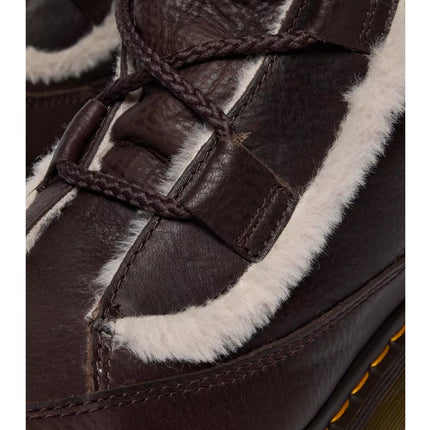 Dr. Martens Women's Buzz Lace Up Faux Fur Lined Grizzly Leather Boots Dark Brown