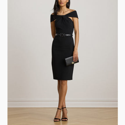Polo Ralph Lauren Women's Twist-Front Crepe Cocktail Dress Black