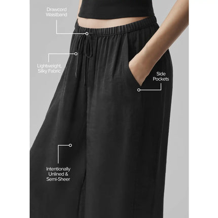 alo Women's Semi-Sheer Golden Hour High-Waist Straight Leg Pant Black