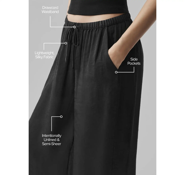 alo Women's Semi-Sheer Golden Hour High-Waist Straight Leg Pant Black