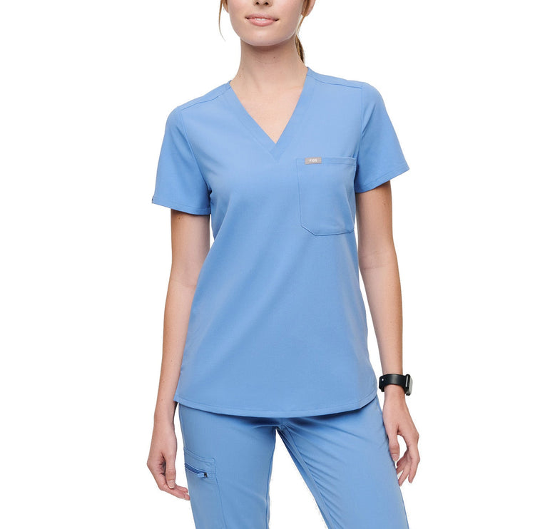 FIGS Women's Catarina One Pocket Scrub Top Ceil Blue