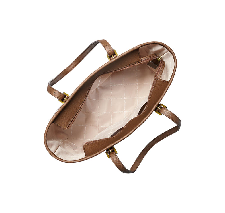 Michael Kors Women's Jet Set Travel Small Saffiano Leather Top-Zip Tote Bag Luggage