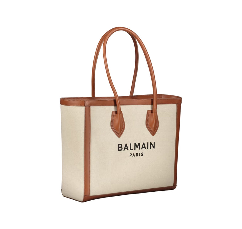 Balmain Women's B-Army Tote Bag with Logo Beige