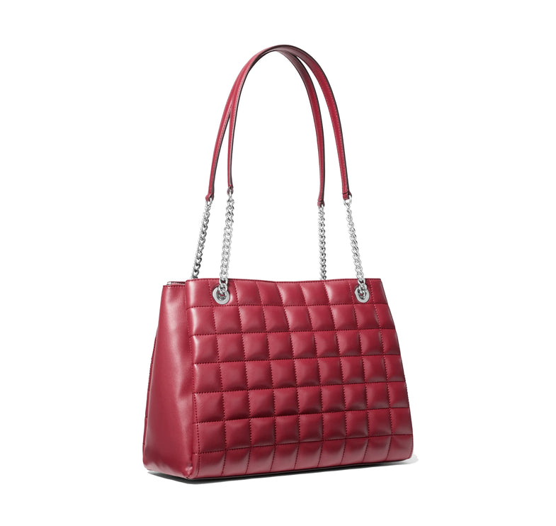 Michael Kors Women's Soho Medium Quilted Tote Bag Maroon