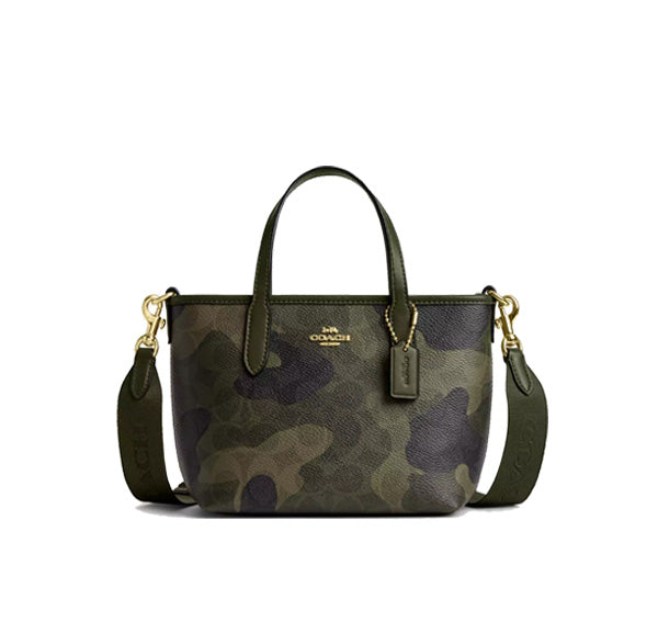 Coach Women's City Mini Tote Bag In Signature Camo Print Gold/Dark Cypress Multi - Hemen Kargoda