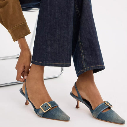 Coach Women's Margot Slingback In Loved Denim Dark Indigo