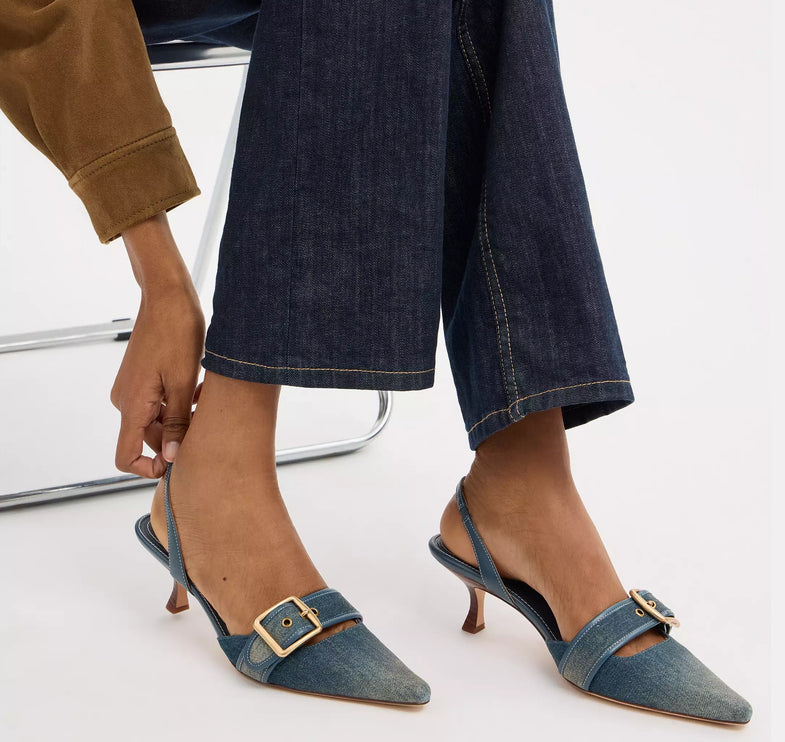 Coach Women's Margot Slingback In Loved Denim Dark Indigo