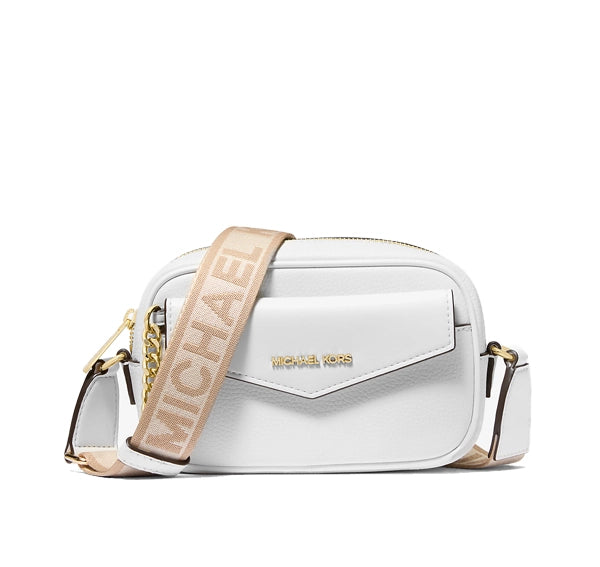 Michael Kors Women's Maisie Small Pebbled Leather 2-in-1 Camera Bag Optic White