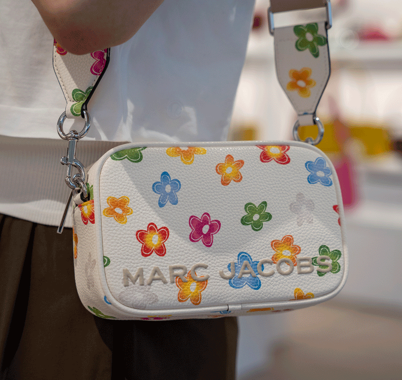 Marc Jacobs Women's Flash Leather Floral Print Crossbody Bag Marshmallow