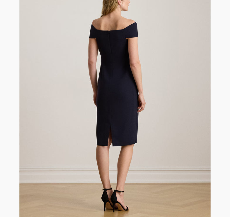 Polo Ralph Lauren Women's Twist-Front Crepe Cocktail Dress Lighthouse Navy