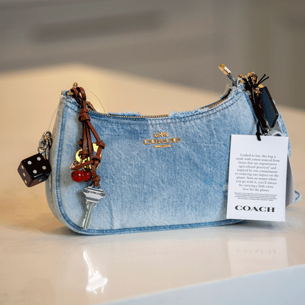 Coach Women's Teri Shoulder Bag In Loved Denim With Charms Gold/Light Indigo