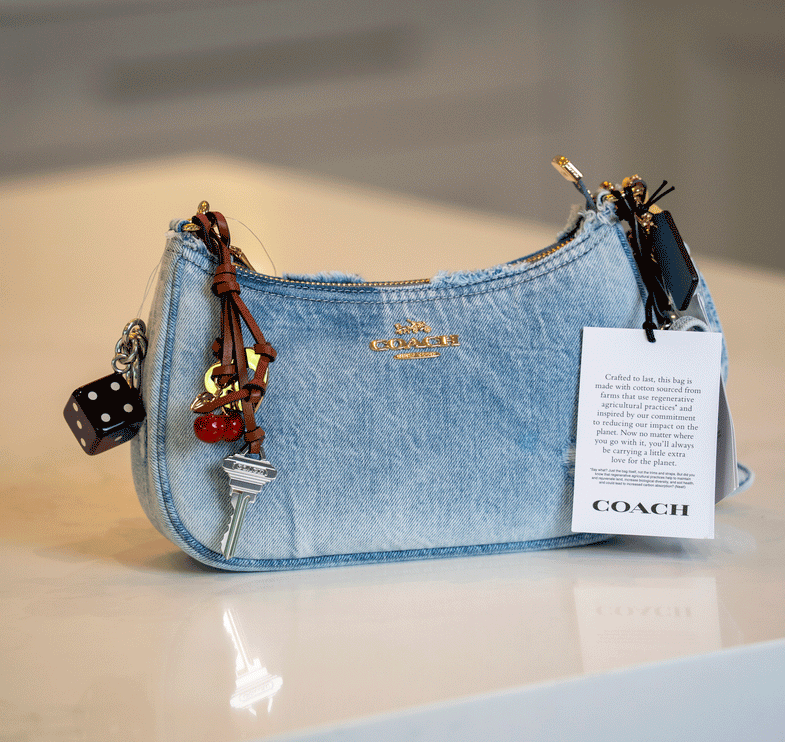 Coach Women's Teri Shoulder Bag In Loved Denim With Charms Gold/Light Indigo