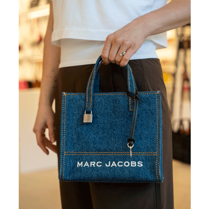 Marc Jacobs Women's Mini Grind Branded Denim Tote Bag Blue