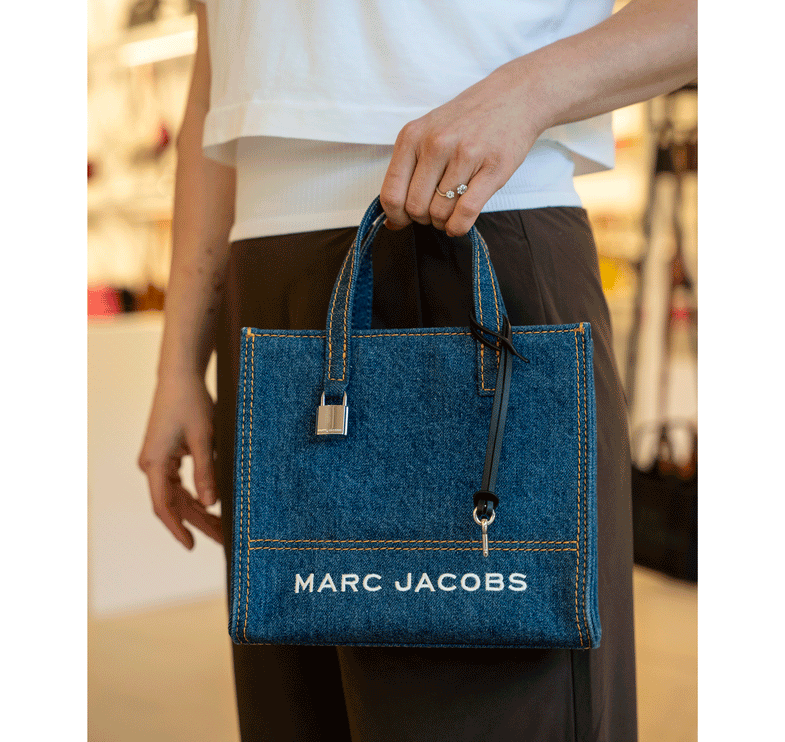 Marc Jacobs Women's Mini Grind Branded Denim Tote Bag Blue