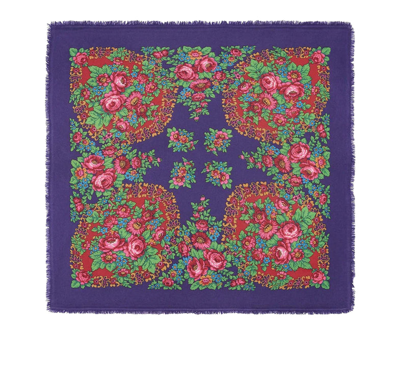 KUJTEN Women's Large Bandana Hachiko Flower Deep Purple