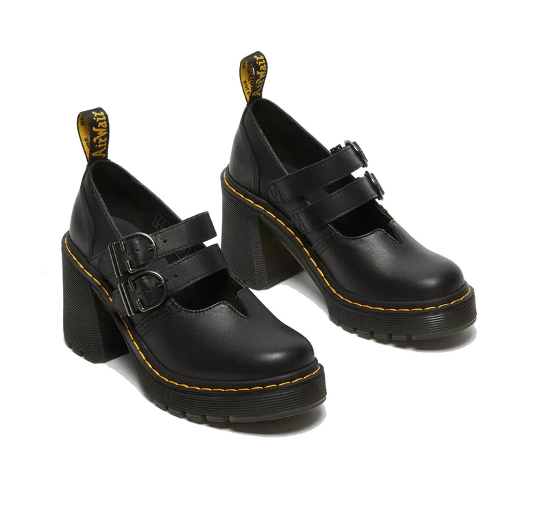 Dr. Martens Women's Eviee Sendal Leather Heeled Shoes Black