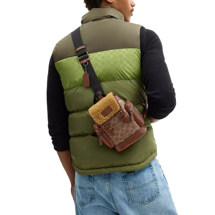 Coach Unisex Sprint Sling Pack In Signature Canvas Gunmetal/Tan/Vintage Brown