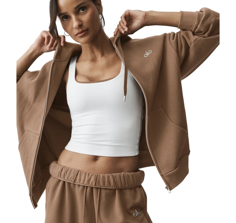 alo Women's Accolade Full Zip Hoodie Java Brown