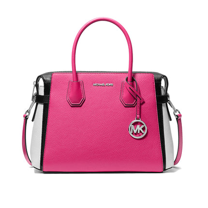 Michael Kors Women's Mercer Medium Color-Block Belted Satchel Dragon Fruit Multi