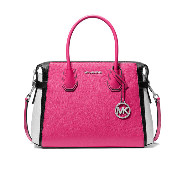 Michael Kors Women's Mercer Medium Color-Block Belted Satchel Dragon Fruit Multi