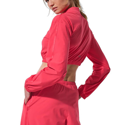 alo Women's Cropped Breezy Full-Zip Cover Up Candy Red
