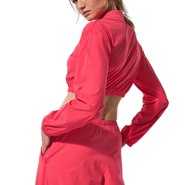 alo Women's Cropped Breezy Full-Zip Cover Up Candy Red