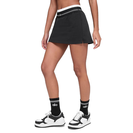 alo Women's Airbrush Better Together Tennis Skirt Black/White