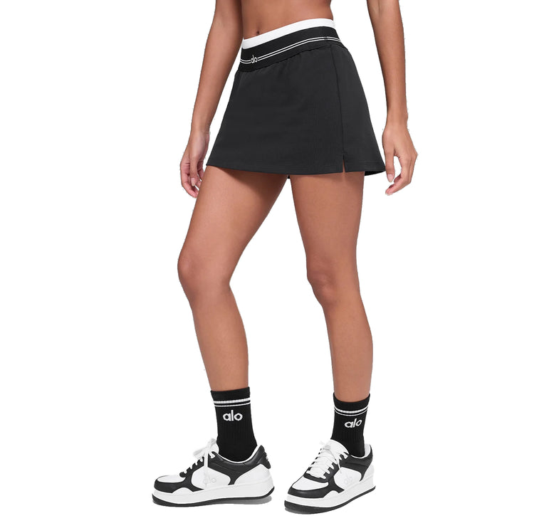 alo Women's Airbrush Better Together Tennis Skirt Black/White