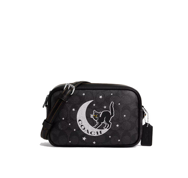 Coach Women's Mini Jamie Camera Bag In Signature Canvas With Halloween Graphic Silver/Charcoal/Black Multi