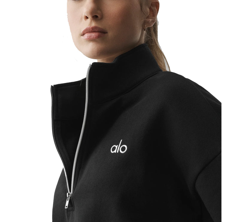 alo Women's Accolade 1/4 Zip Pullover Black
