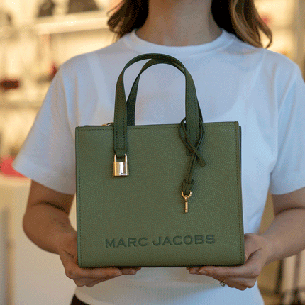 Marc Jacobs Women's Mini Grind Branded Leather Tote Bag Green