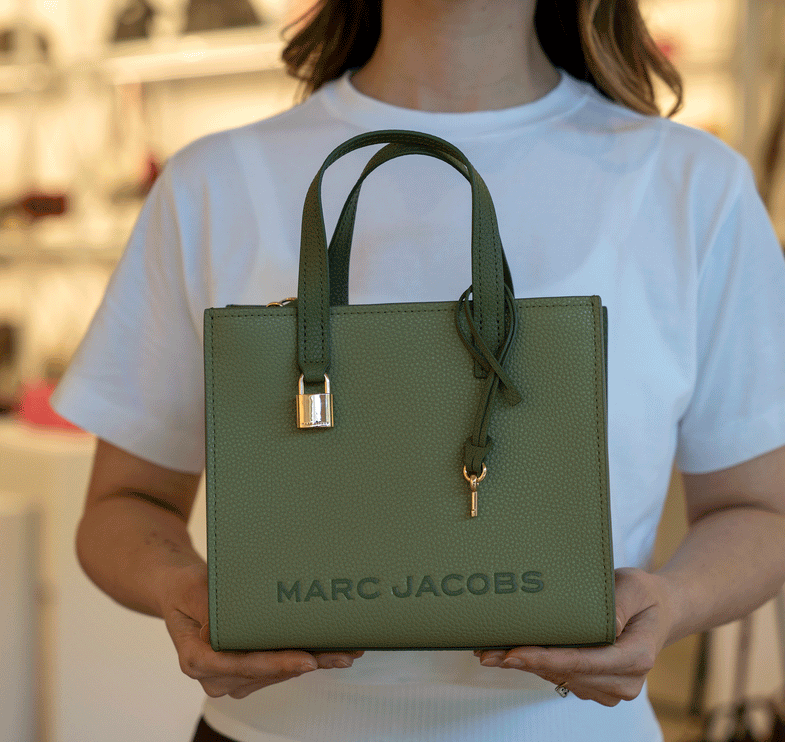 Marc Jacobs Women's Mini Grind Branded Leather Tote Bag Green