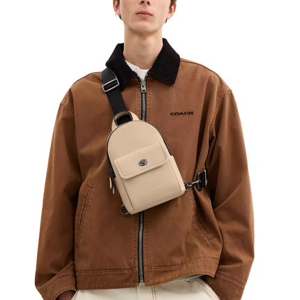 Coach Unisex Small Turnlock Sling Pack Gunmetal/Ivory