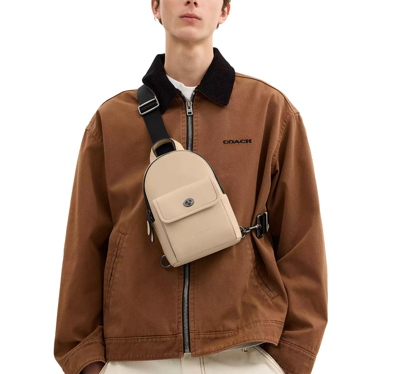 Coach Unisex Small Turnlock Sling Pack Gunmetal/Ivory
