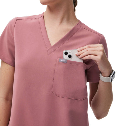 FIGS Women's Catarina One Pocket Scrub Top Mauve