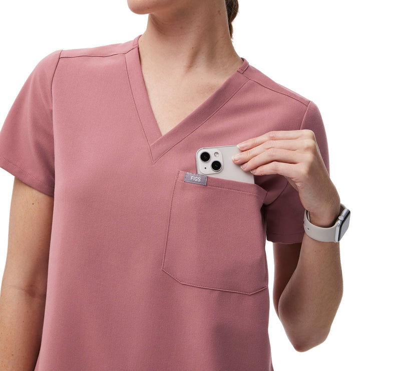 FIGS Women's Catarina One Pocket Scrub Top Mauve