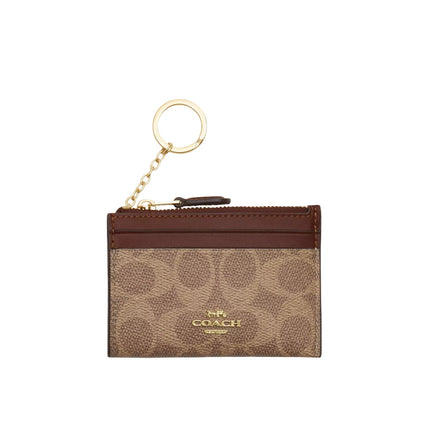 Coach Women's Mini Skinny Id Case In Signature Canvas Gold/Tan/Brown